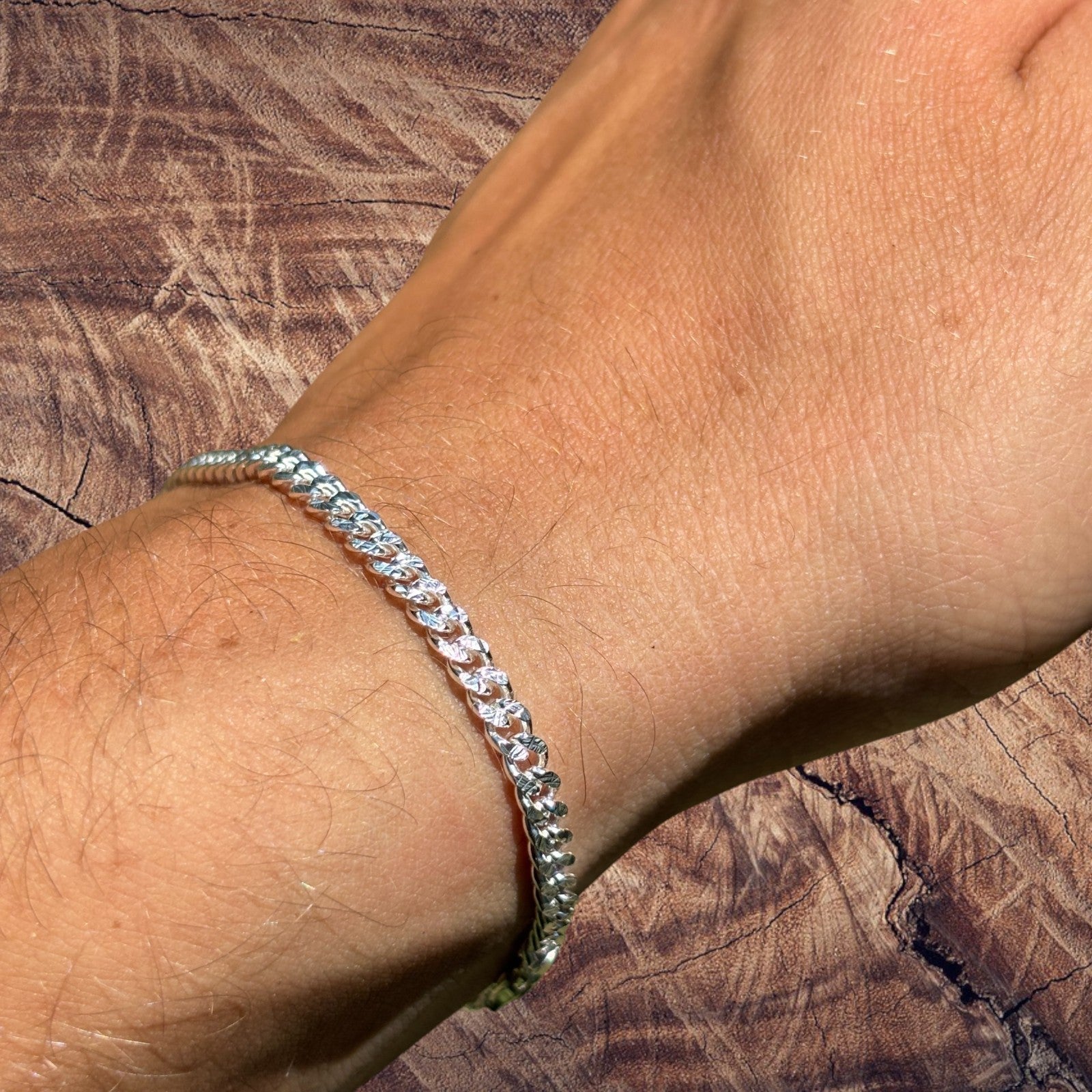 925 Sterling Silver 3mm Diamond Cut Miami Cuban Bracelet