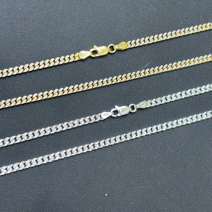 925 Sterling Silver 3mm Diamond Cut Miami Cuban Chain Necklace