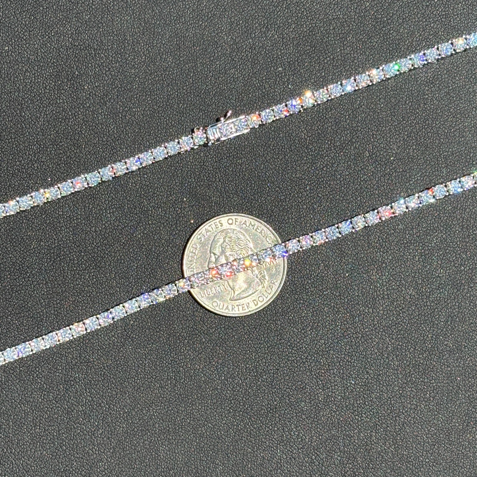 925 Sterling Silver 3mm Tennis Chain Necklace - CZ Or Moissanite