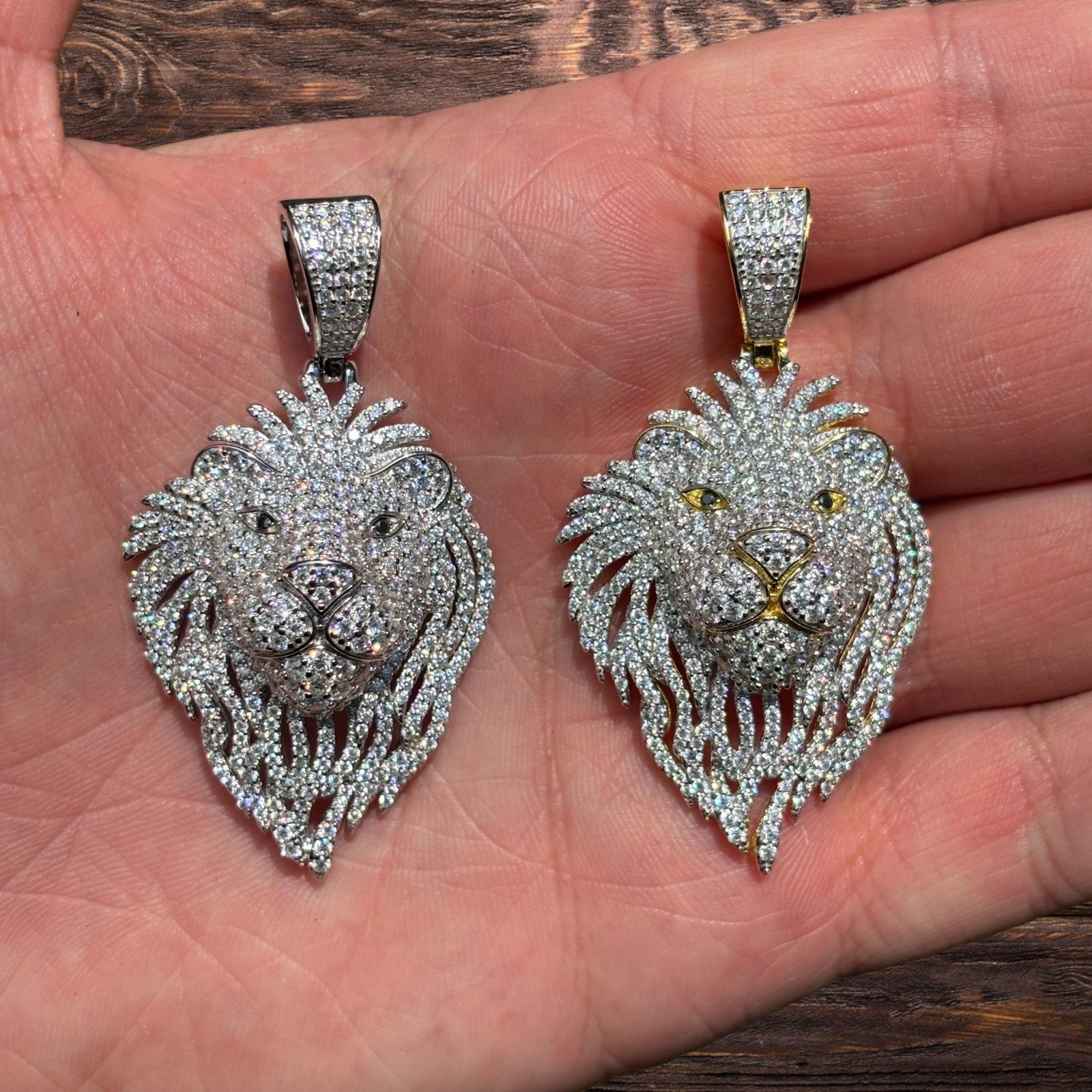925 Sterling Silver Lion Pendant With Moissanite