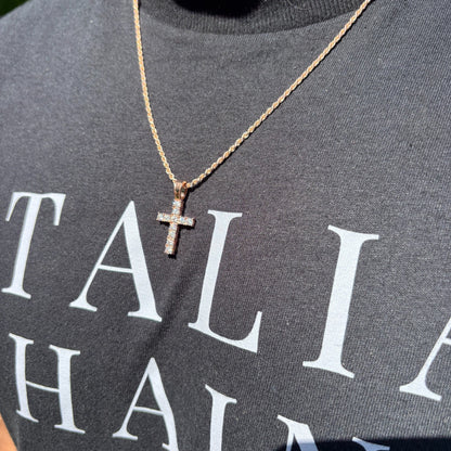 925 Sterling Silver Small Tennis Cross Pendant With Moissanite - Small