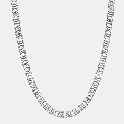 925 Sterling Silver 10mm Flat Byzantine Chain Necklace