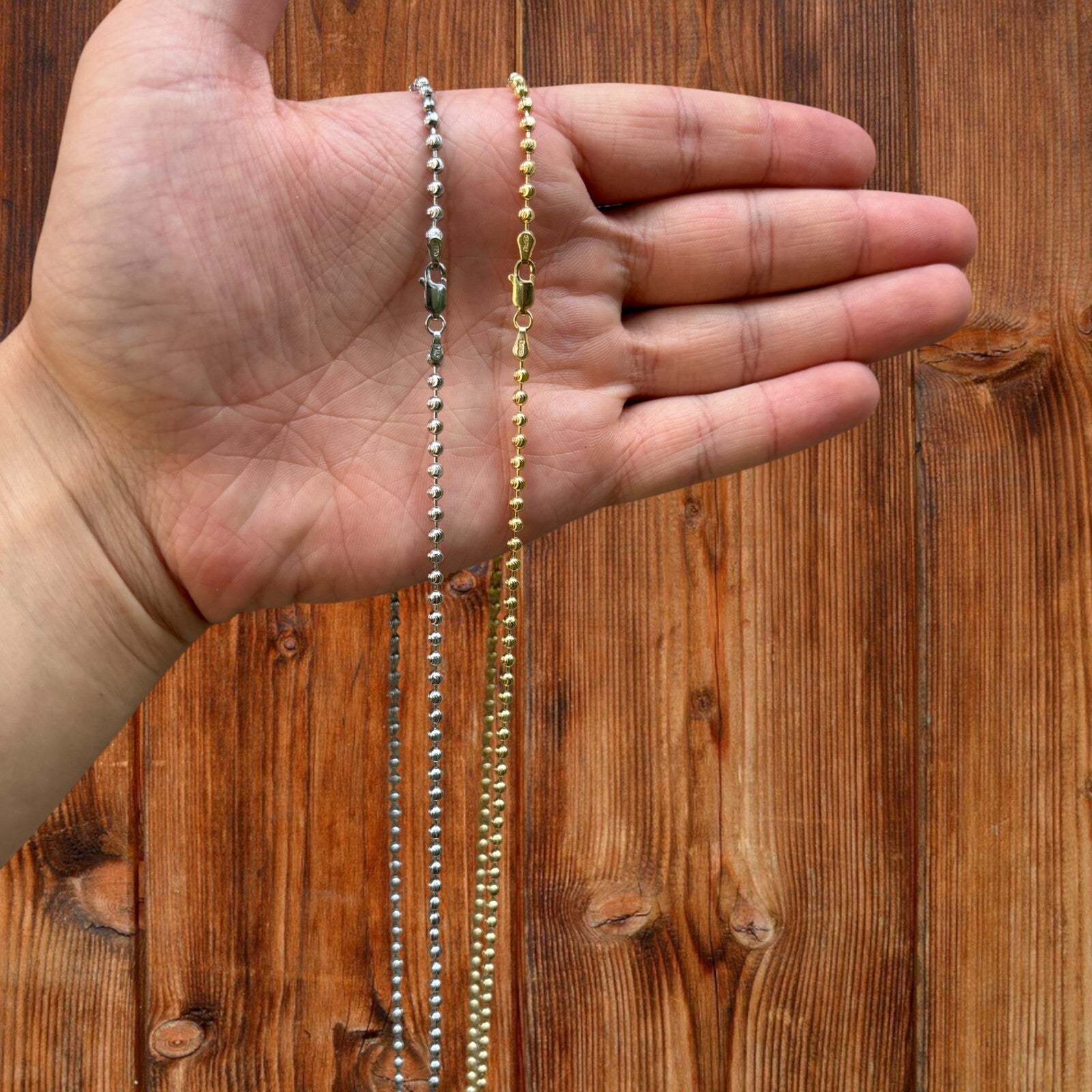 925 Sterling Silver 3mm Bead Chain Necklace