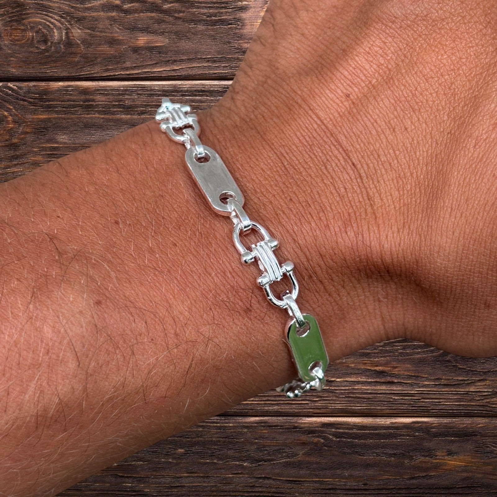 925 Sterling Silver 7.5mm Custom Ferragamo Link Bracelet