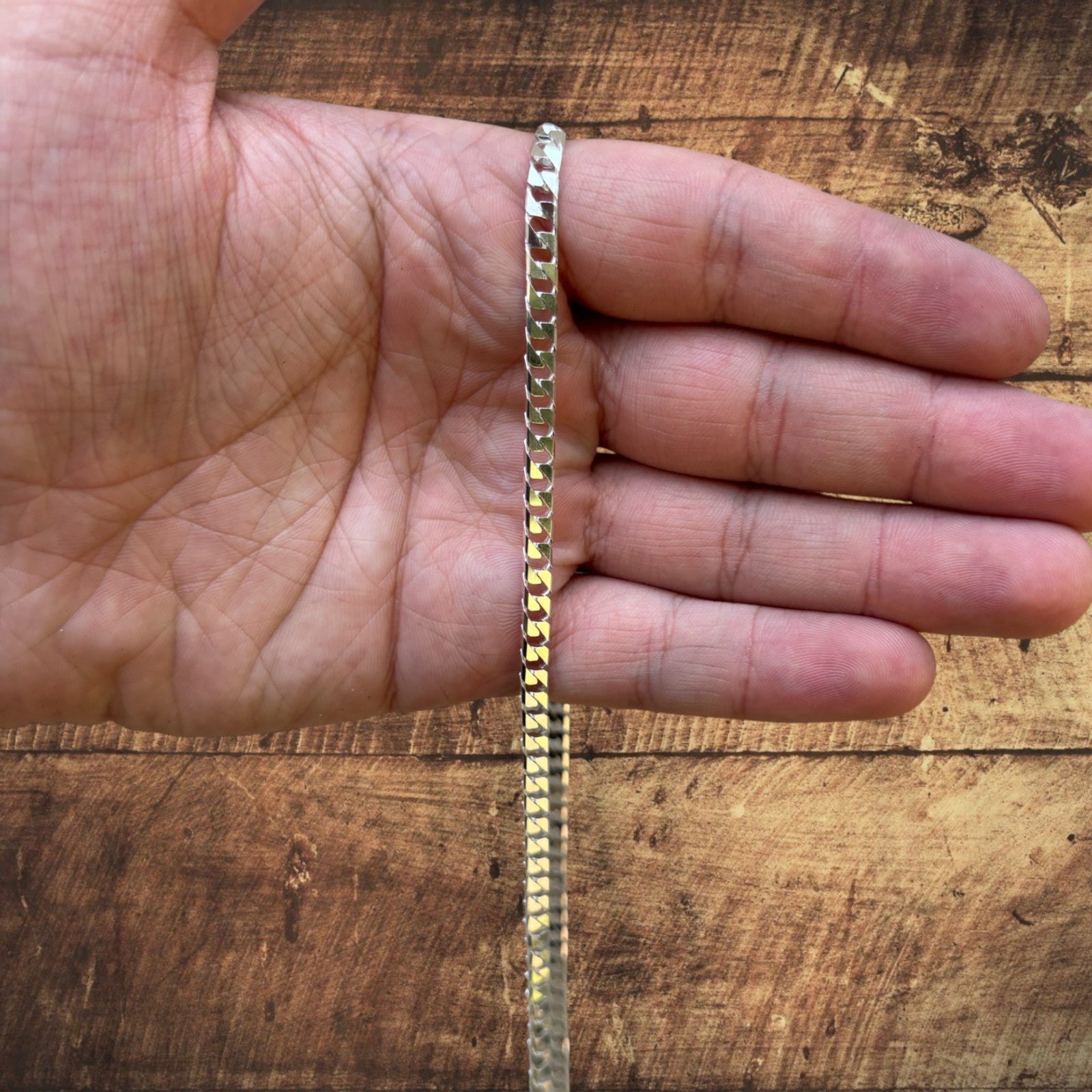 925 Sterling Silver 4mm Square Curb Chain Necklace