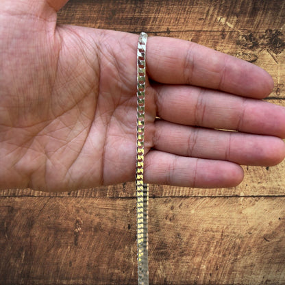 925 Sterling Silver 4mm Square Curb Chain Necklace
