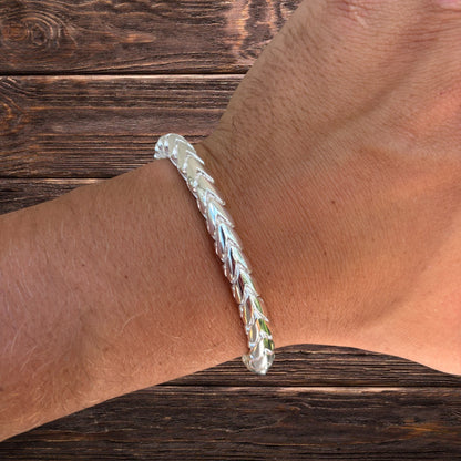 925 Sterling Silver 7mm Rounded Franco Bracelet W. Box Clasp