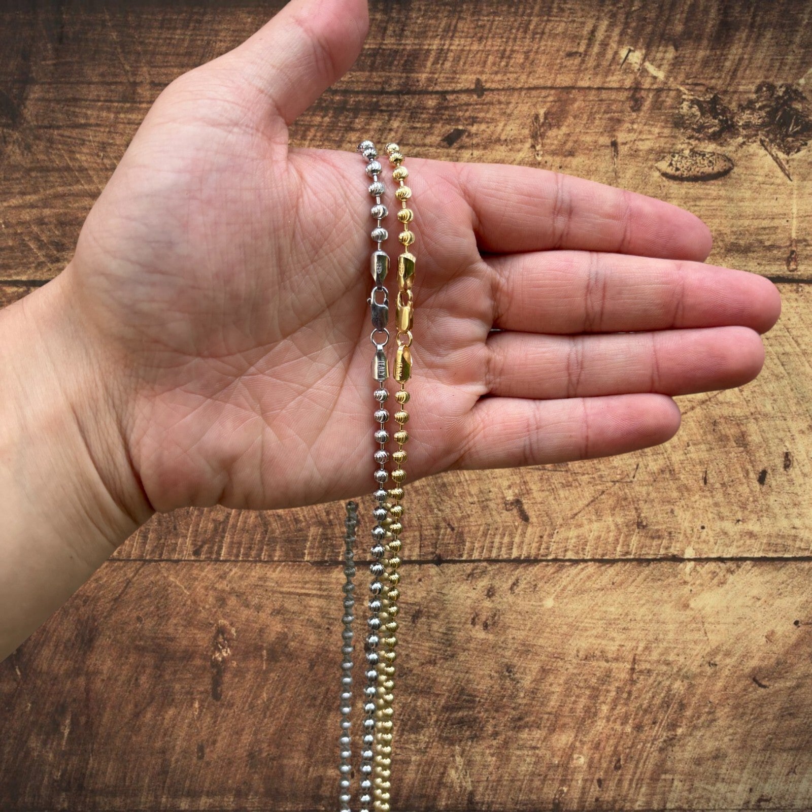 925 Sterling Silver 4mm Bead Chain Necklace