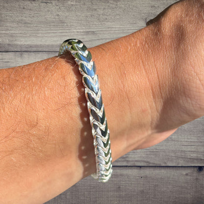 925 Sterling Silver 6mm Rounded Franco Bracelet W. Box Clasp