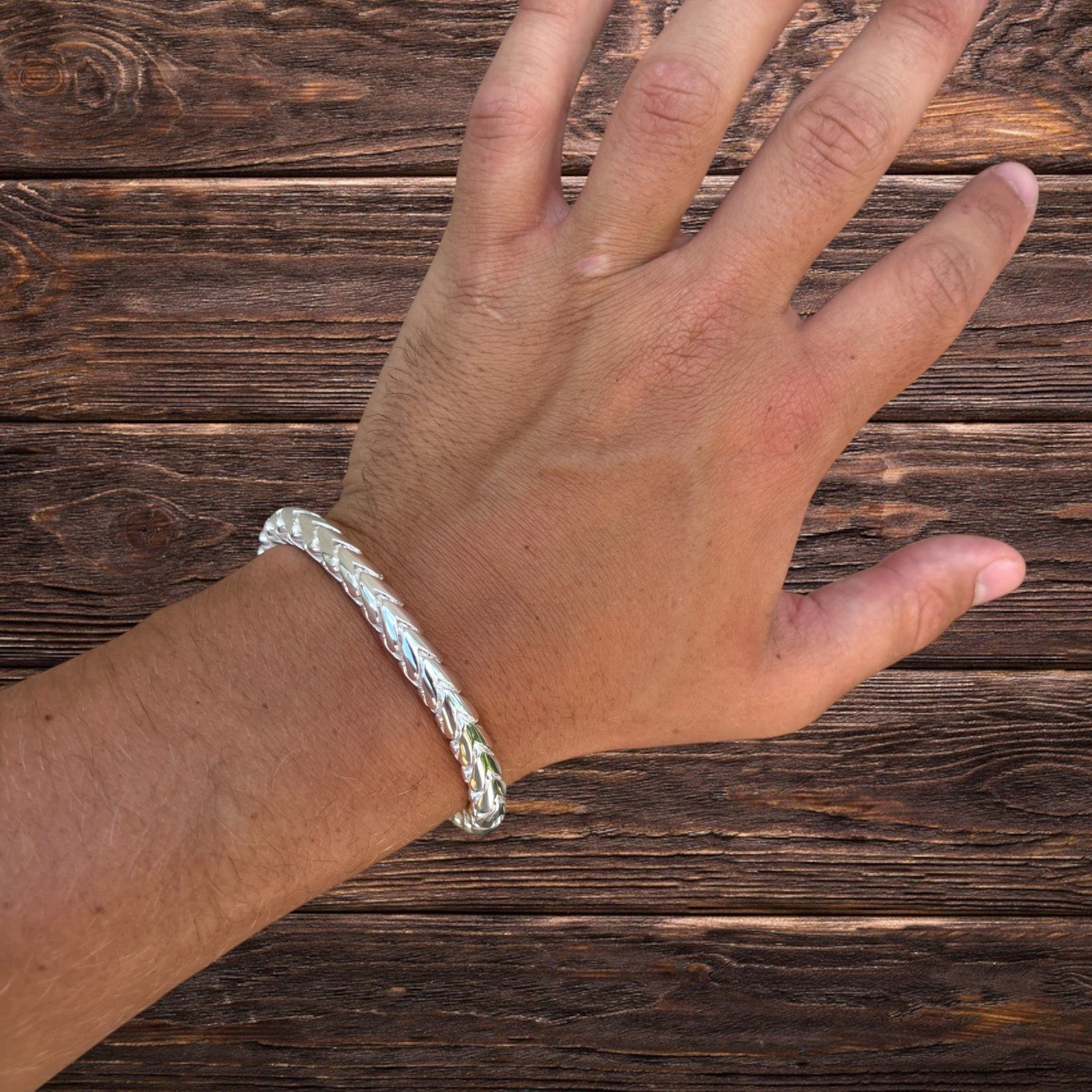 925 Sterling Silver 7mm Rounded Franco Bracelet W. Box Clasp