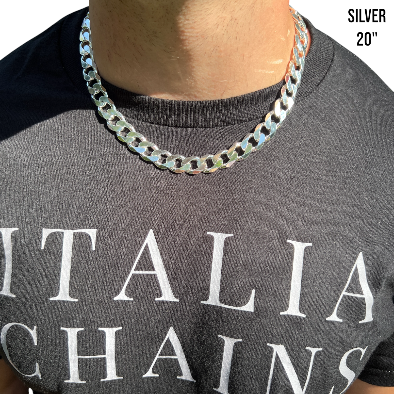 925 Sterling Silver 13.5mm Curb Chain Necklace