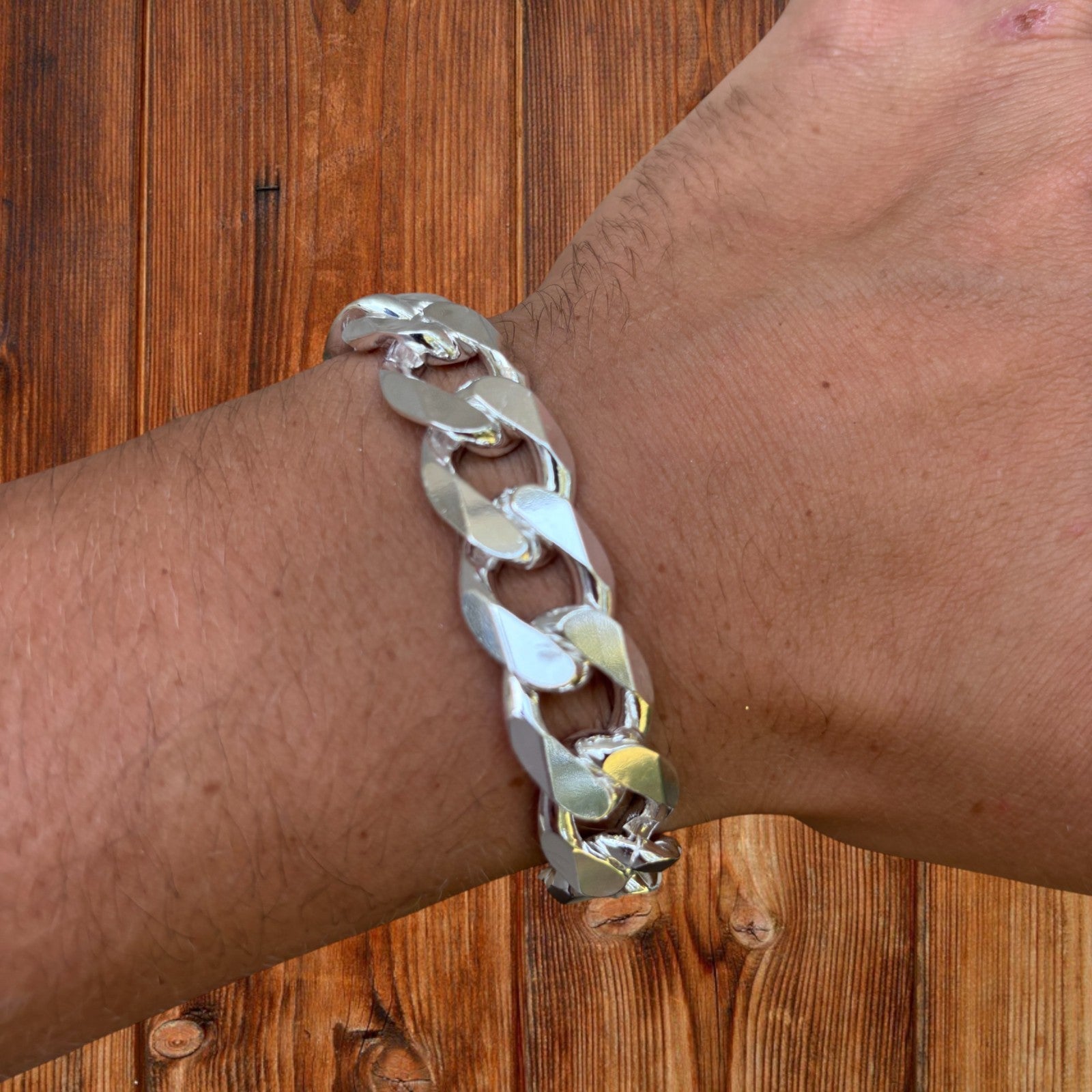 925 Sterling Silver 15mm Curb Bracelet