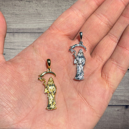 925 Sterling Silver Santa Muerte Grim Reaper Pendant