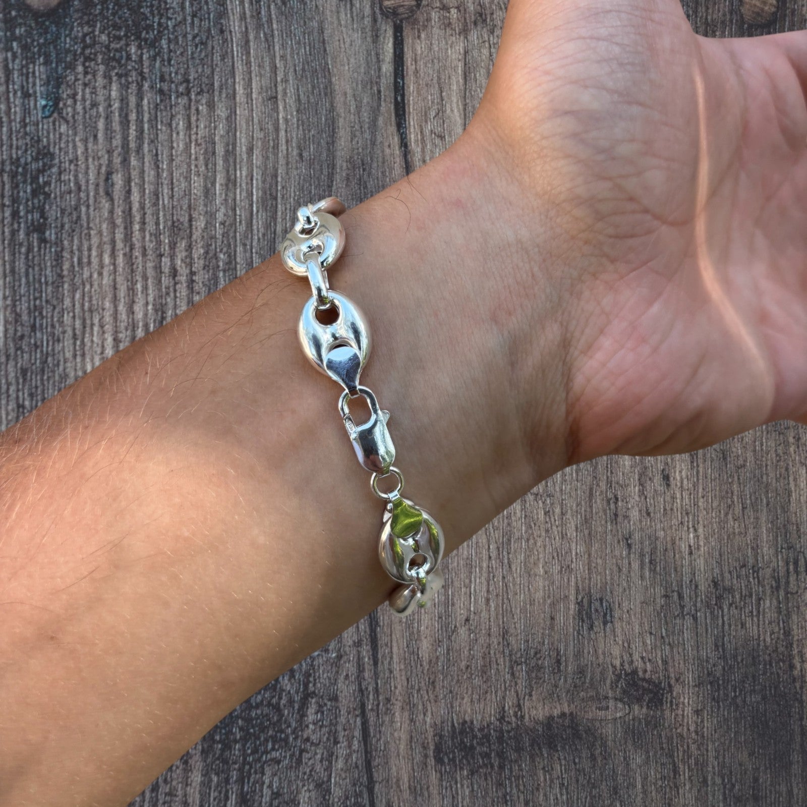 925 Sterling Silver 12mm Puffed Gucci Bracelet