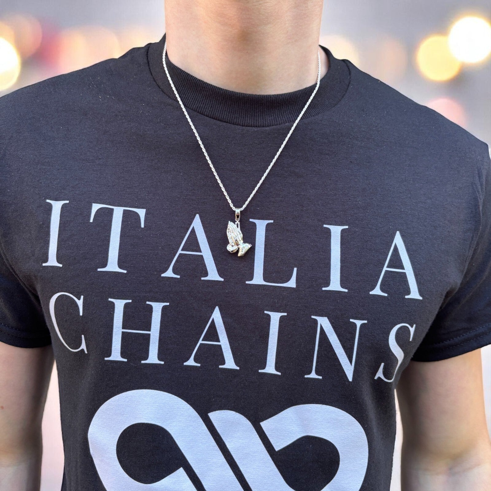 925 Sterling Silver Praying Hands Pendant - Small