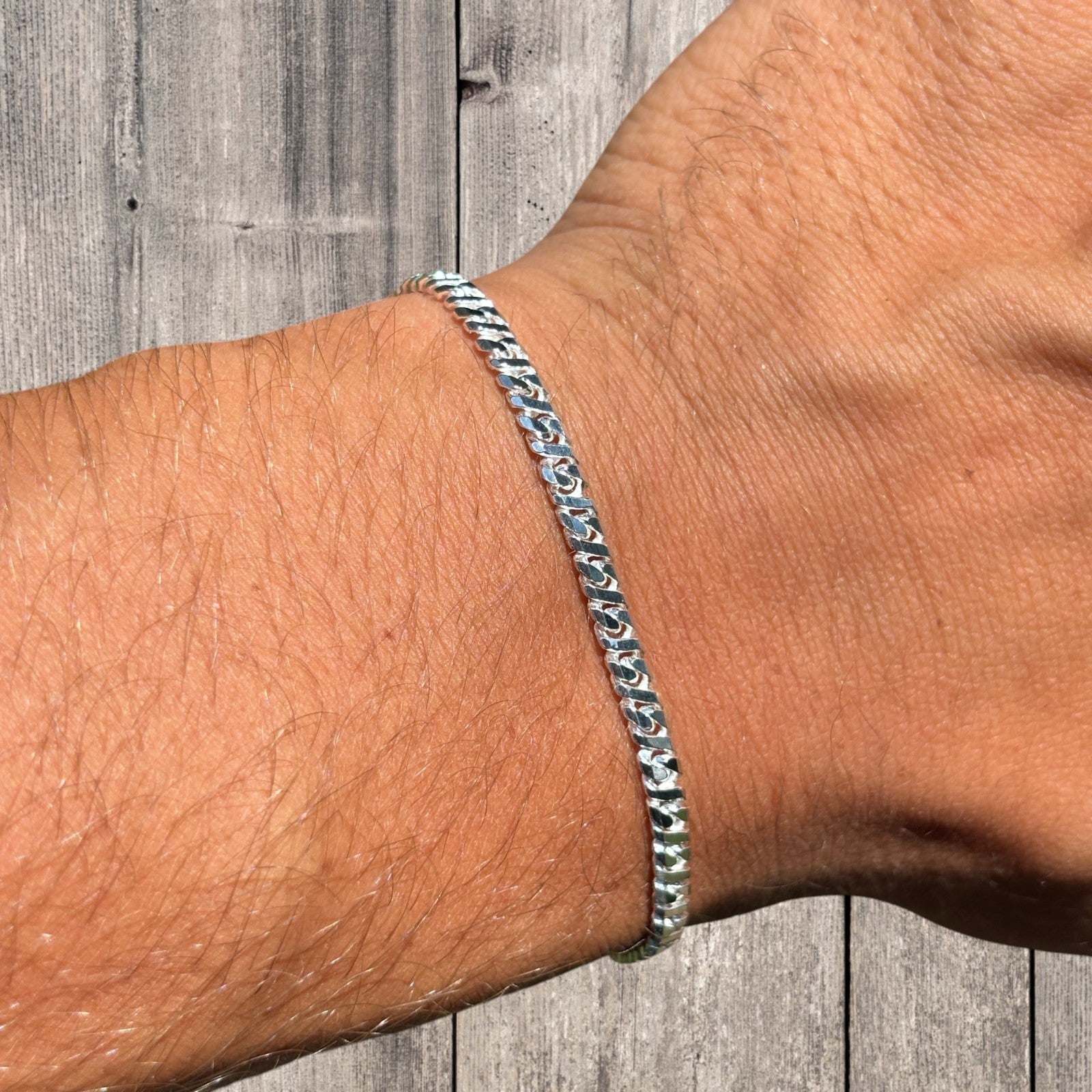 925 Sterling Silver 3.5mm Dollar Link Bracelet