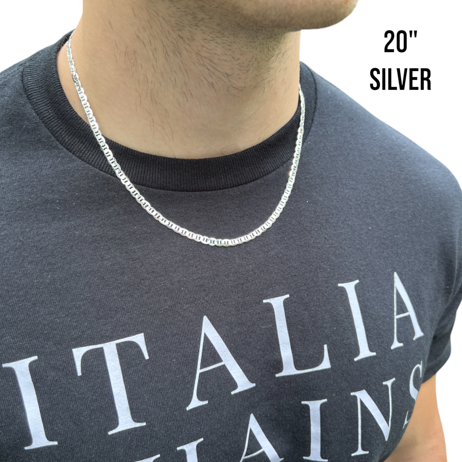 925 Sterling Silver 4mm Mariner Chain Necklace