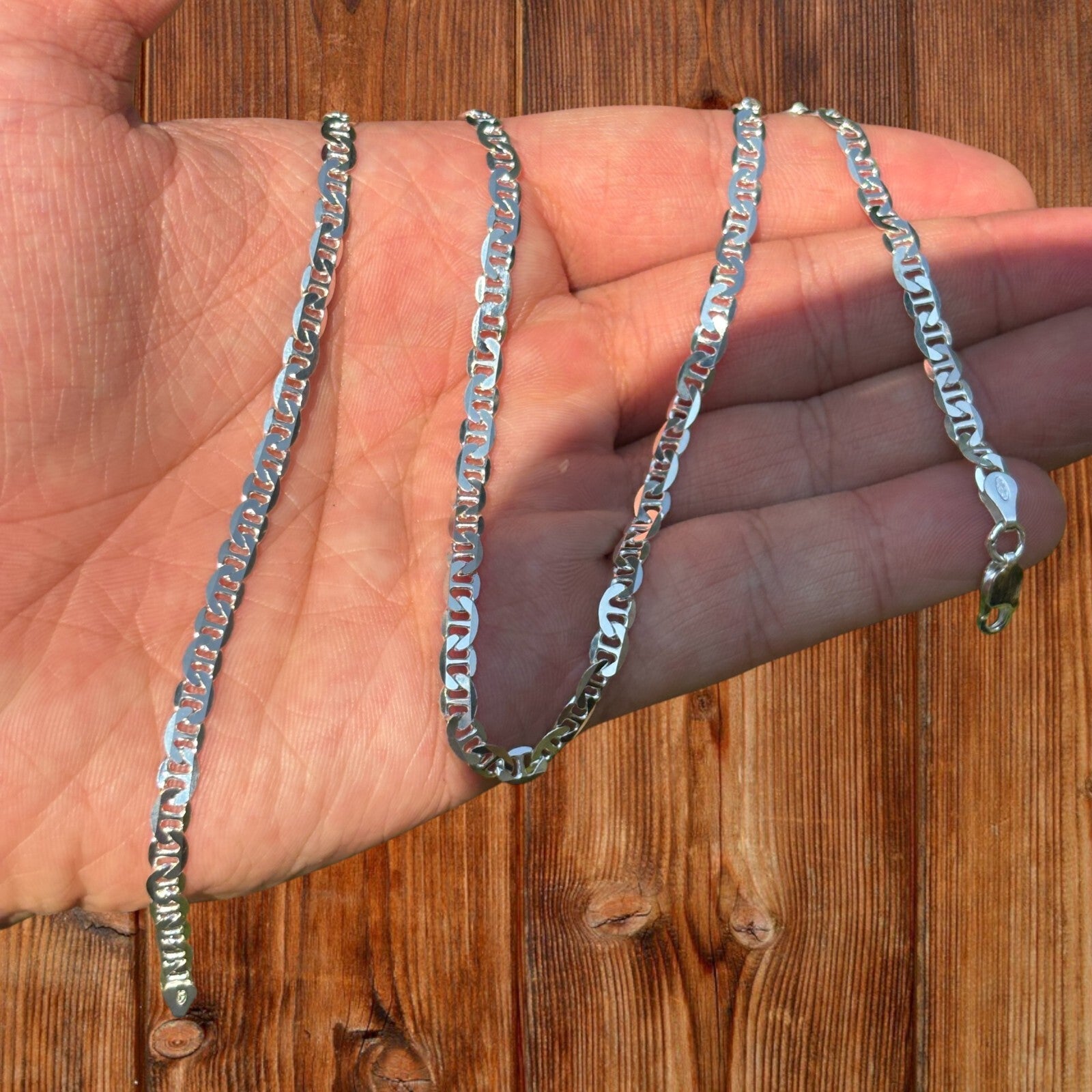 925 Sterling Silver 4mm Mariner Chain Necklace