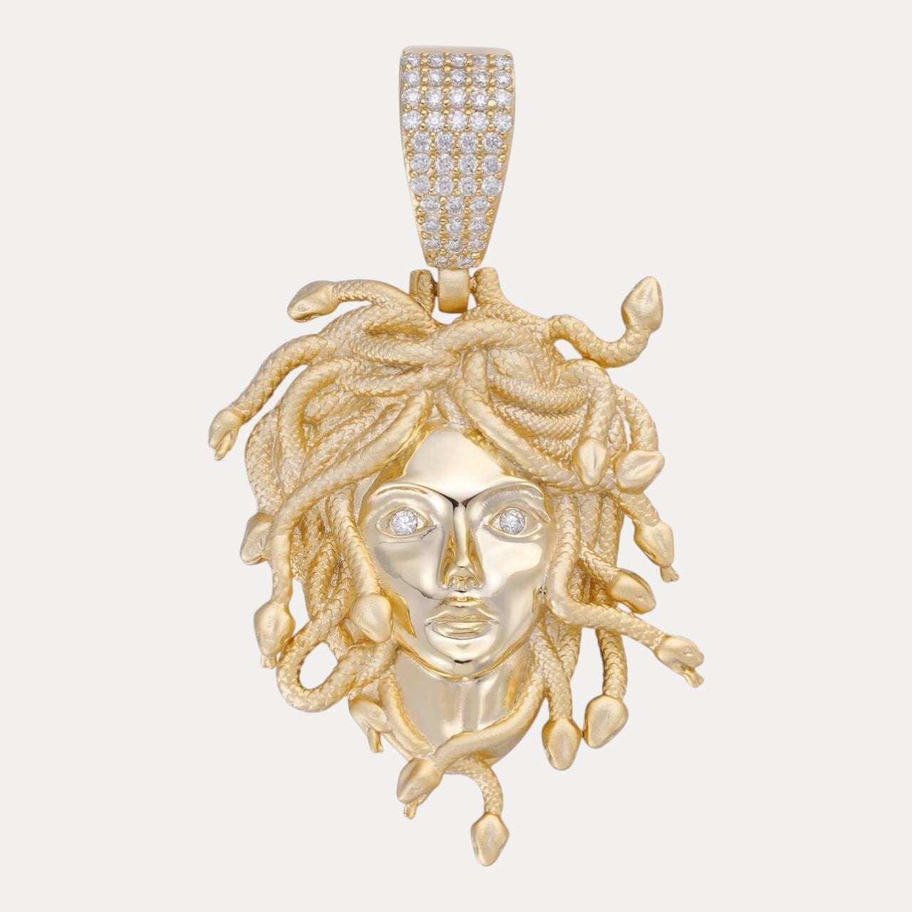 925 Sterling Silver Medusa Head Pendant With Moissanite - Large