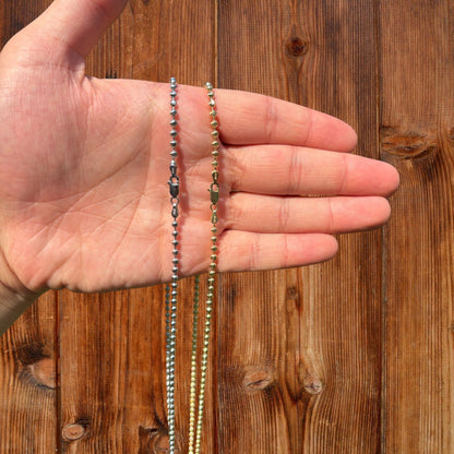 925 Sterling Silver 3mm Bead Chain Necklace