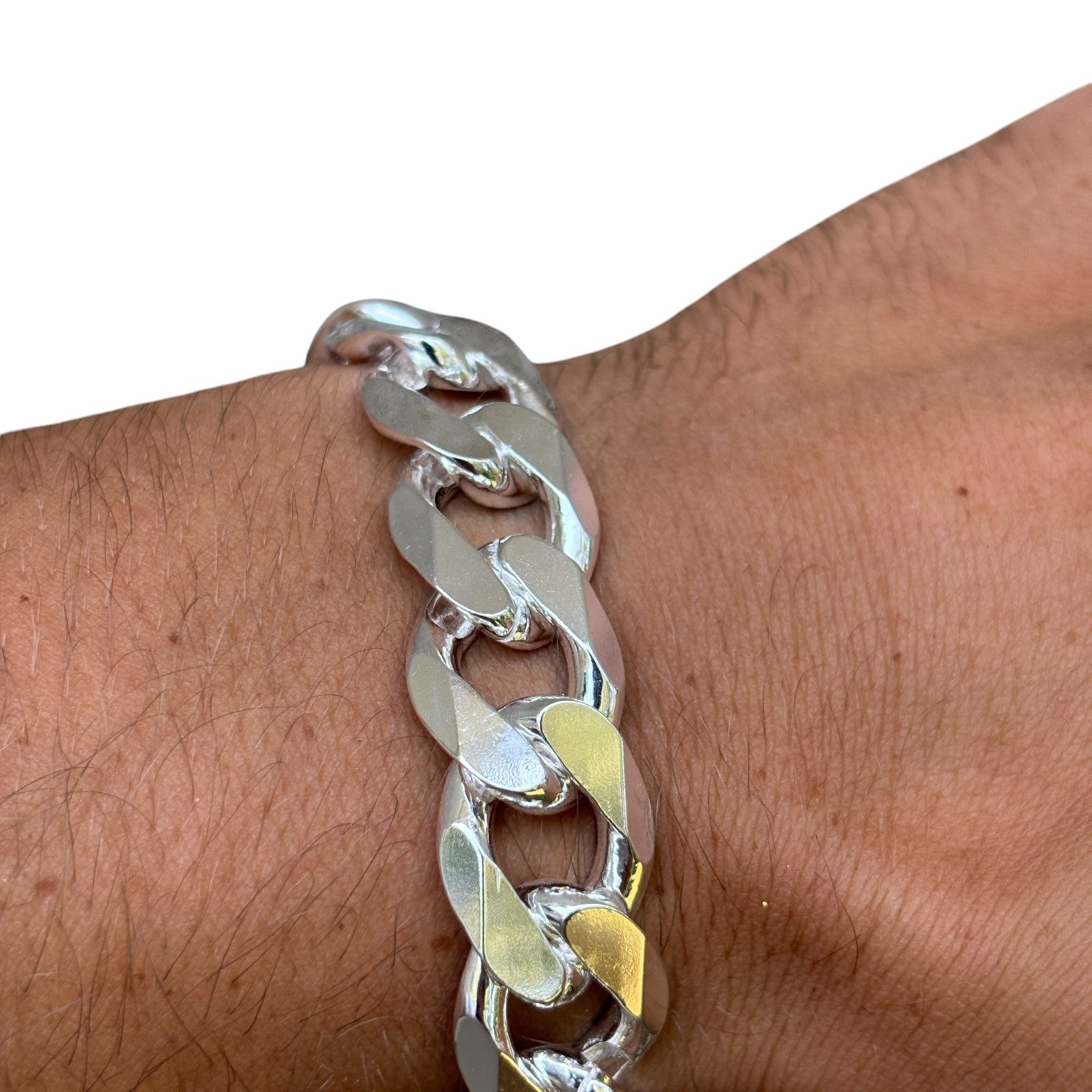 925 Sterling Silver 15mm Curb Bracelet