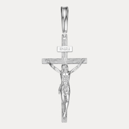 925 Sterling Silver Jesus on Wooden Cross Pendant