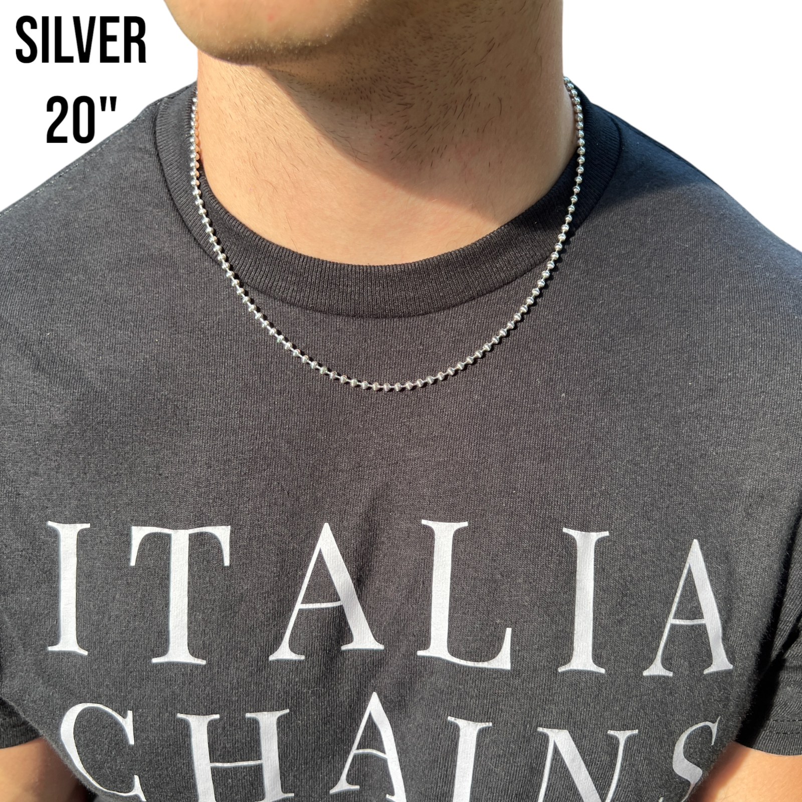 925 Sterling Silver 3mm Bead Chain Necklace