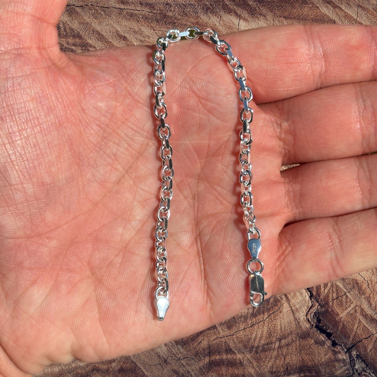 925 Sterling Silver 4mm Anchor Cable Bracelet