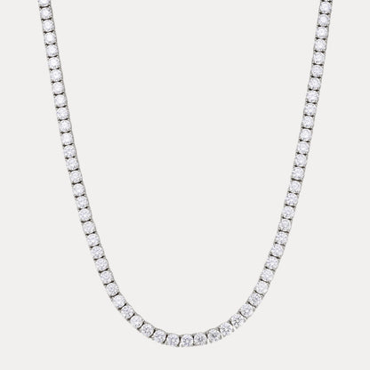 925 Sterling Silver 3mm Tennis Chain Necklace - CZ Or Moissanite