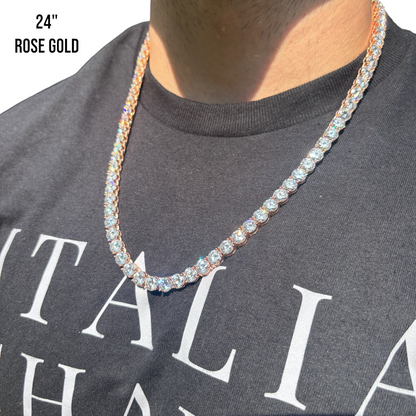 925 Sterling Silver 7mm Tennis Chain Necklace - CZ Or Moissanite