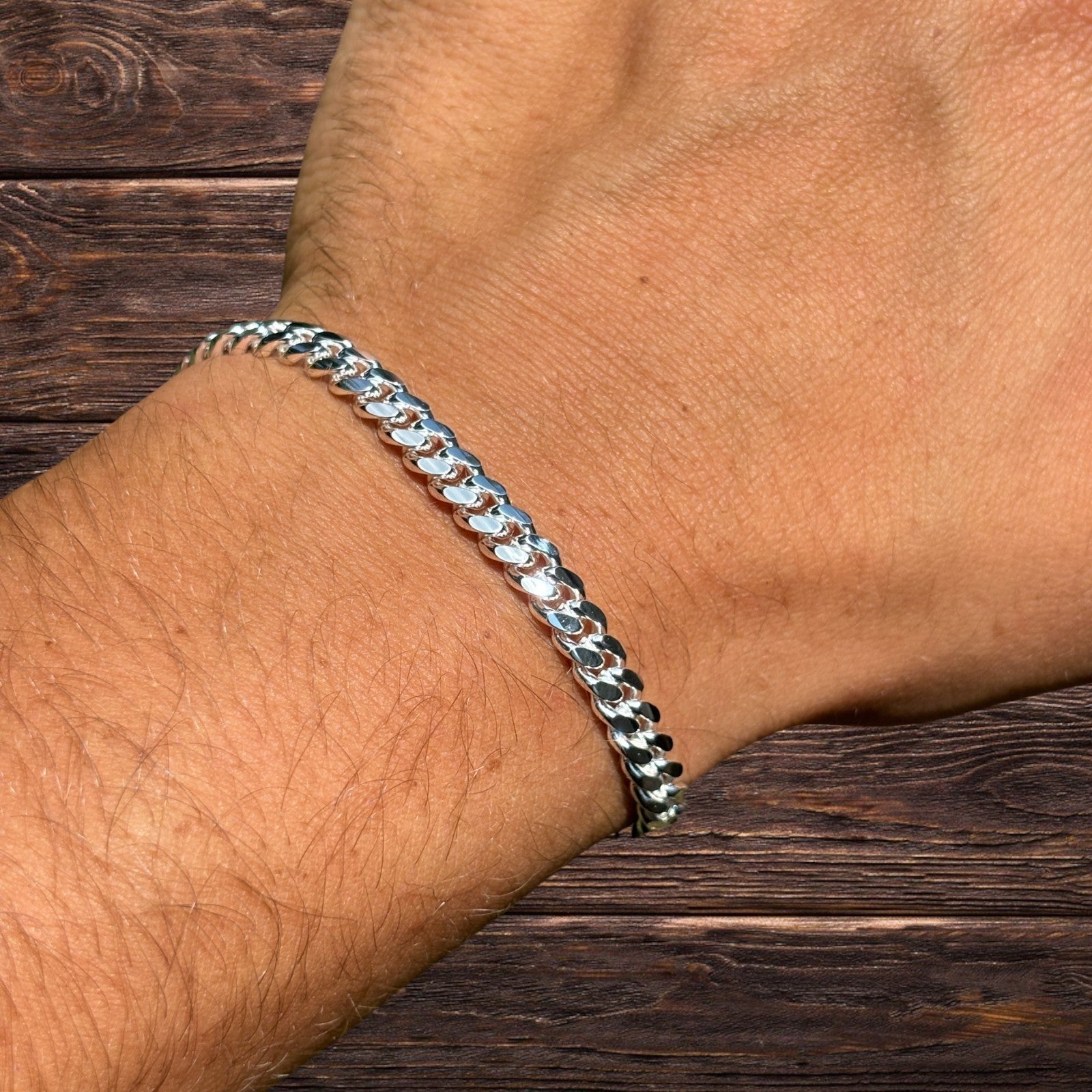 925 Sterling Silver 5mm Miami Cuban W. Box Clasp Bracelet