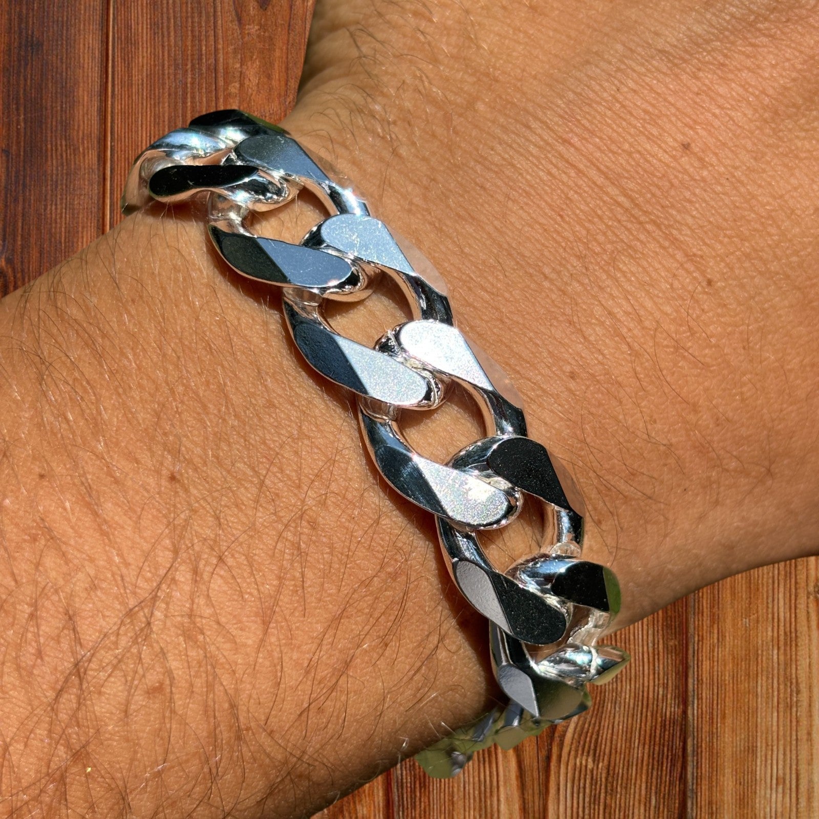 925 Sterling Silver 15mm Curb Bracelet