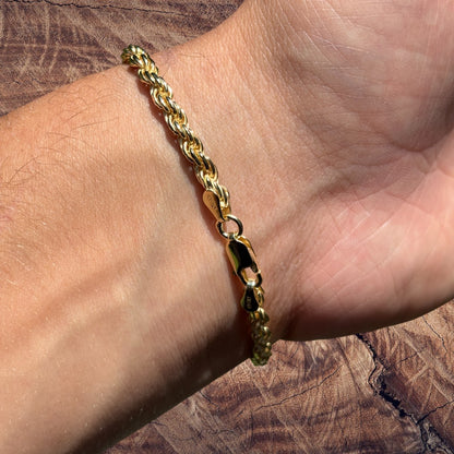 925 Sterling Silver 4mm Diamond Cut Rope Bracelet