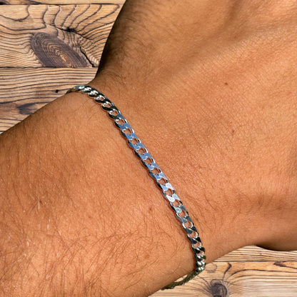 925 Sterling Silver 4mm Curb Bracelet