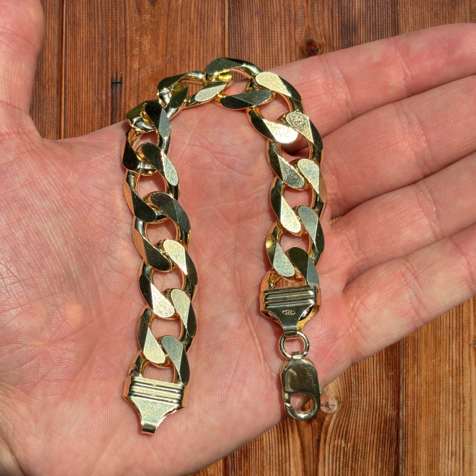 925 Sterling Silver 15mm Curb Bracelet