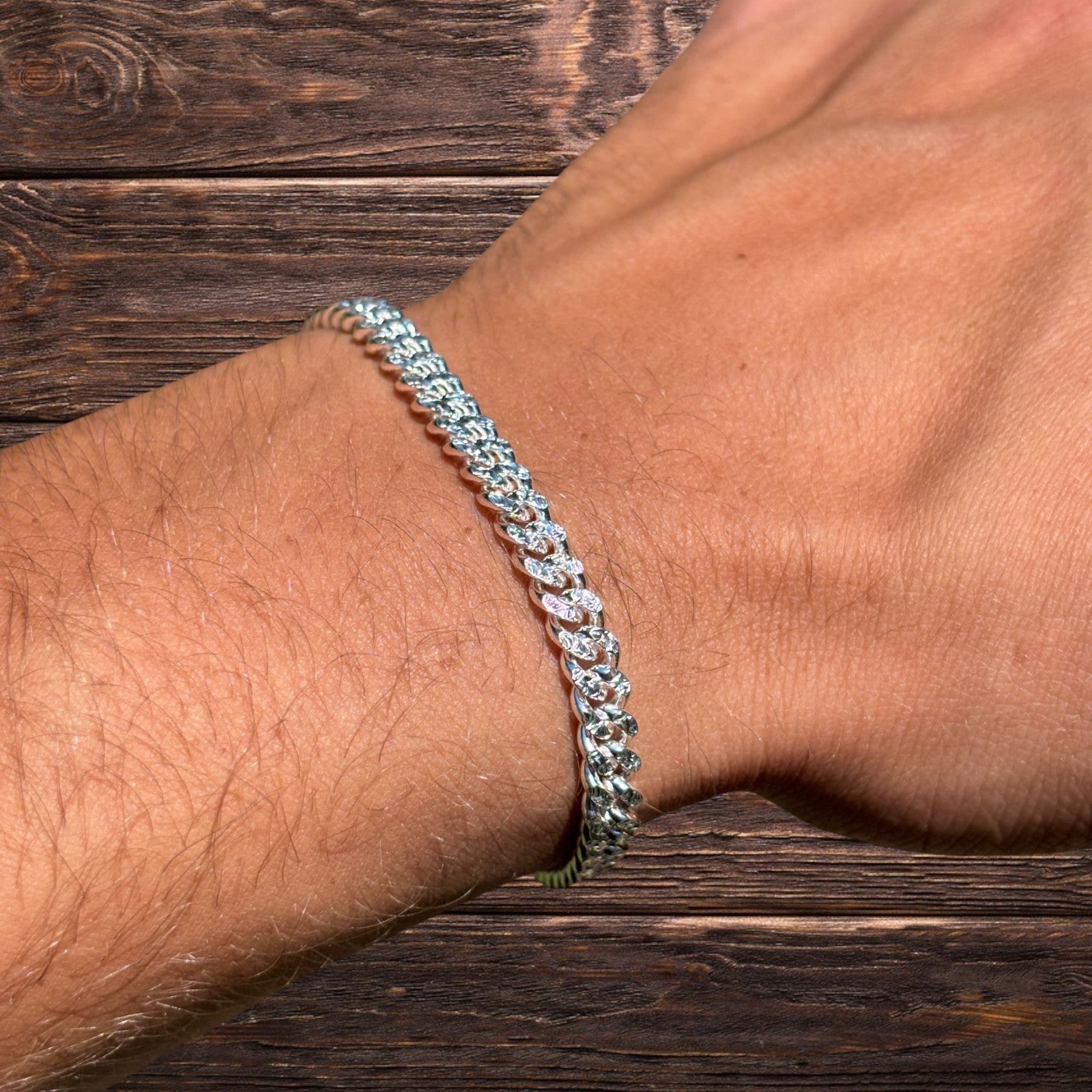 925 Sterling Silver 5mm Diamond Cut Miami Cuban Bracelet