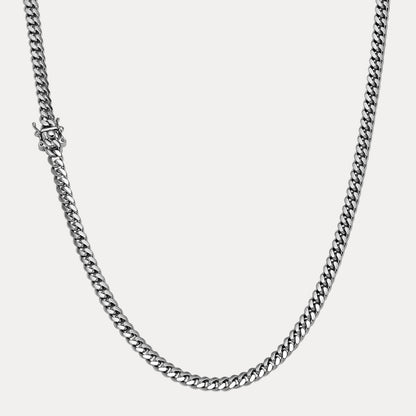 925 Sterling Silver 5mm Miami Cuban W. Box Clasp Chain Necklace