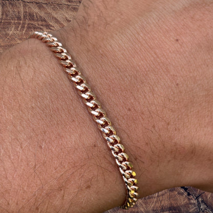 925 Sterling Silver 4mm Miami Cuban W. Box Clasp Bracelet