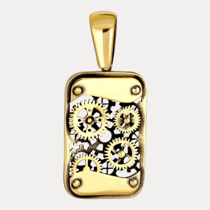 925 Sterling Silver Gears On A Dog Tag Pendant