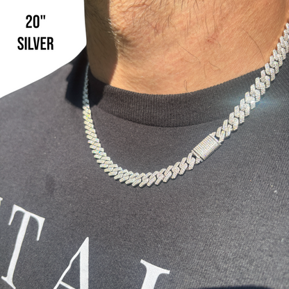 925 Sterling Silver 8mm Moissanite Miami Cuban Prong Chain Necklace
