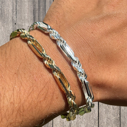 925 Sterling Silver 6mm Figarope Milano Bracelet