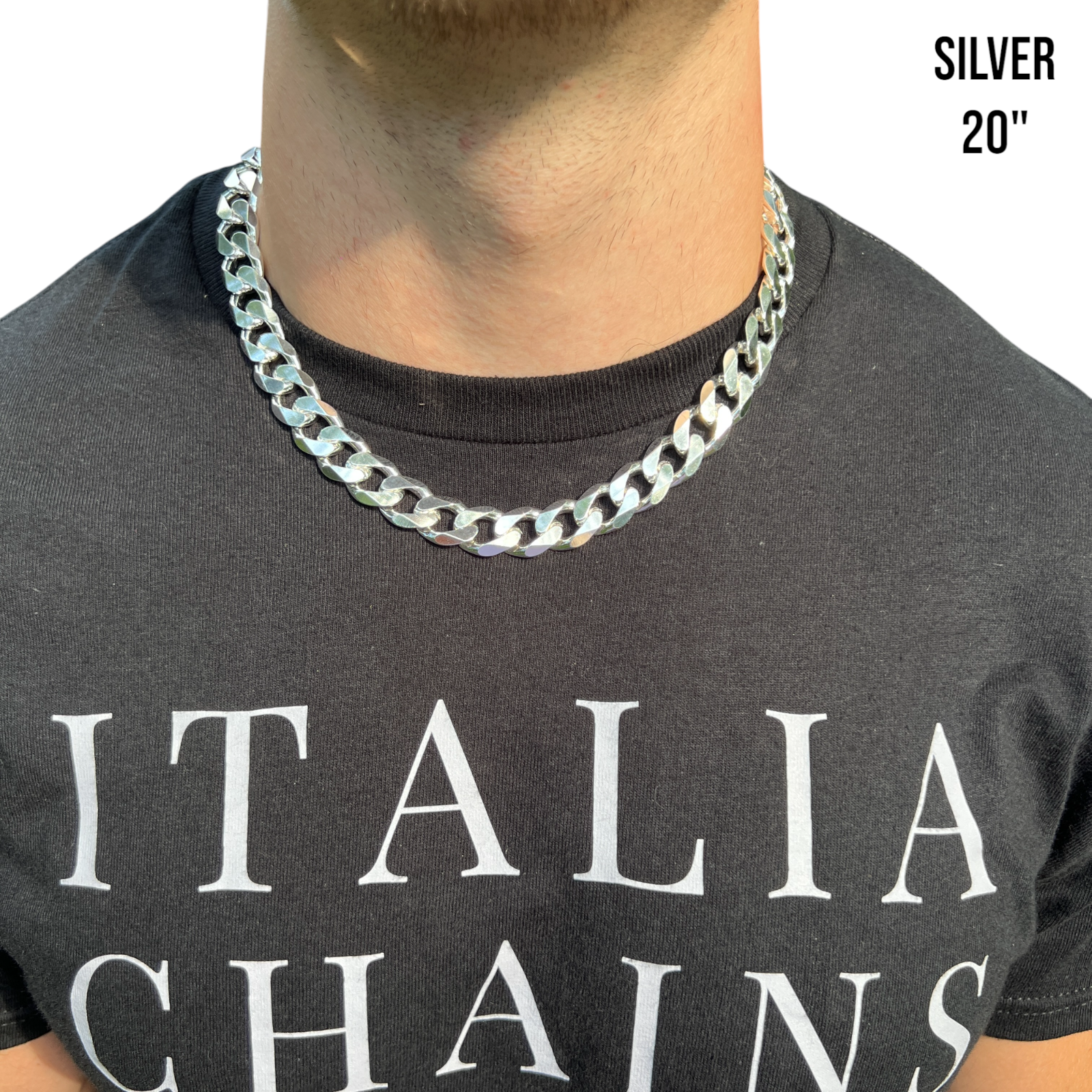 925 Sterling Silver 15mm Curb Chain Necklace