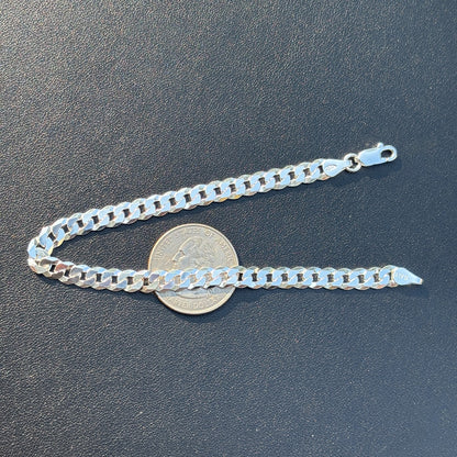 925 Sterling Silver 6mm Flat Curb Bracelet