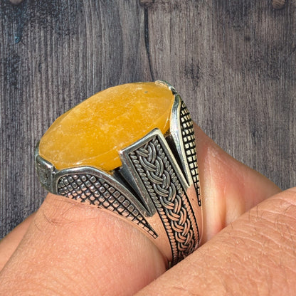 925 Sterling Silver Yellow Sapphire Stone Ring