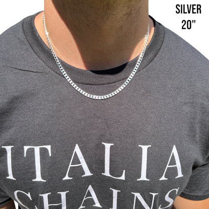 925 Sterling Silver 4mm Square Curb Chain Necklace