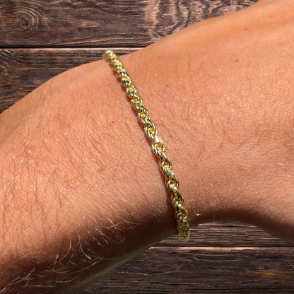 925 Sterling Silver 3mm Diamond Cut Rope Bracelet