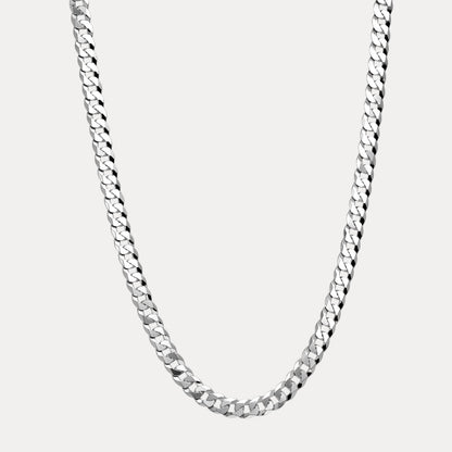925 Sterling Silver 10.5mm Flat Curb Cuban Chain Necklace
