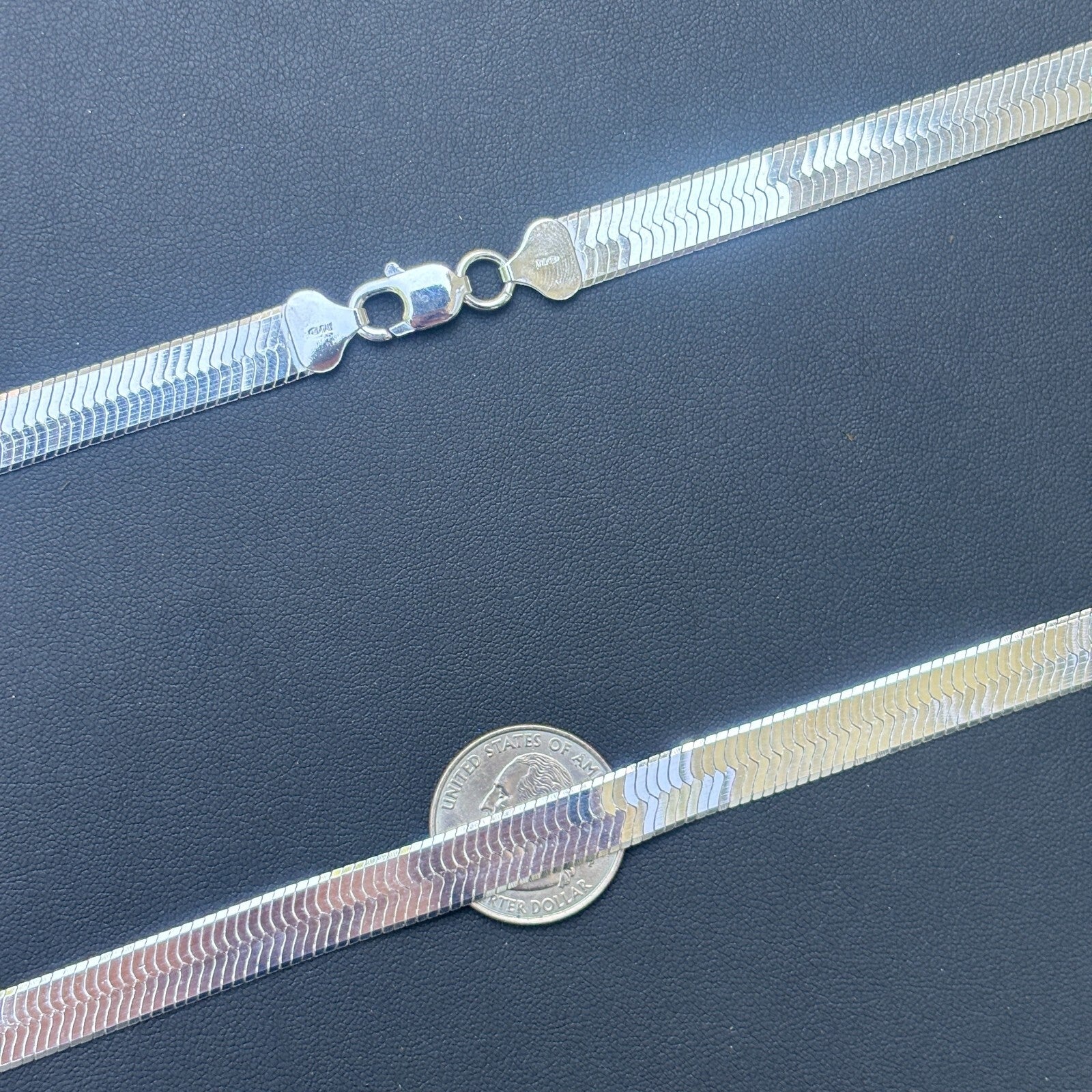 925 Sterling Silver 9mm Herringbone Chain Necklace