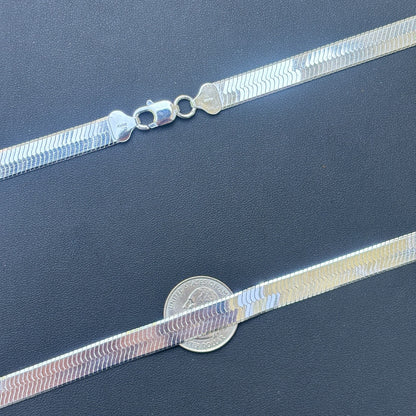 925 Sterling Silver 9mm Herringbone Chain Necklace