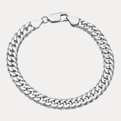 925 Sterling Silver 8mm Double Curb Bracelet